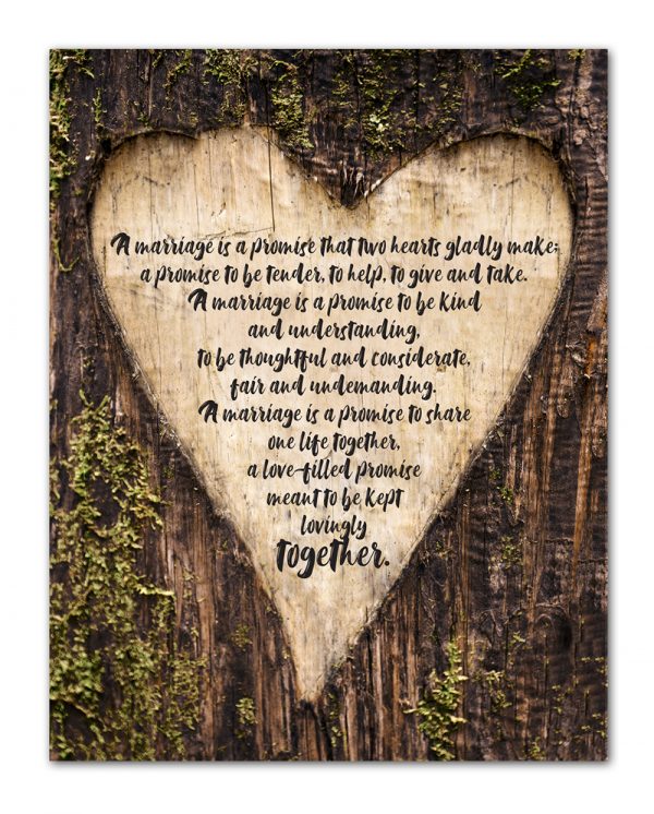 Wood Love heart canvas bible quotes about marriage